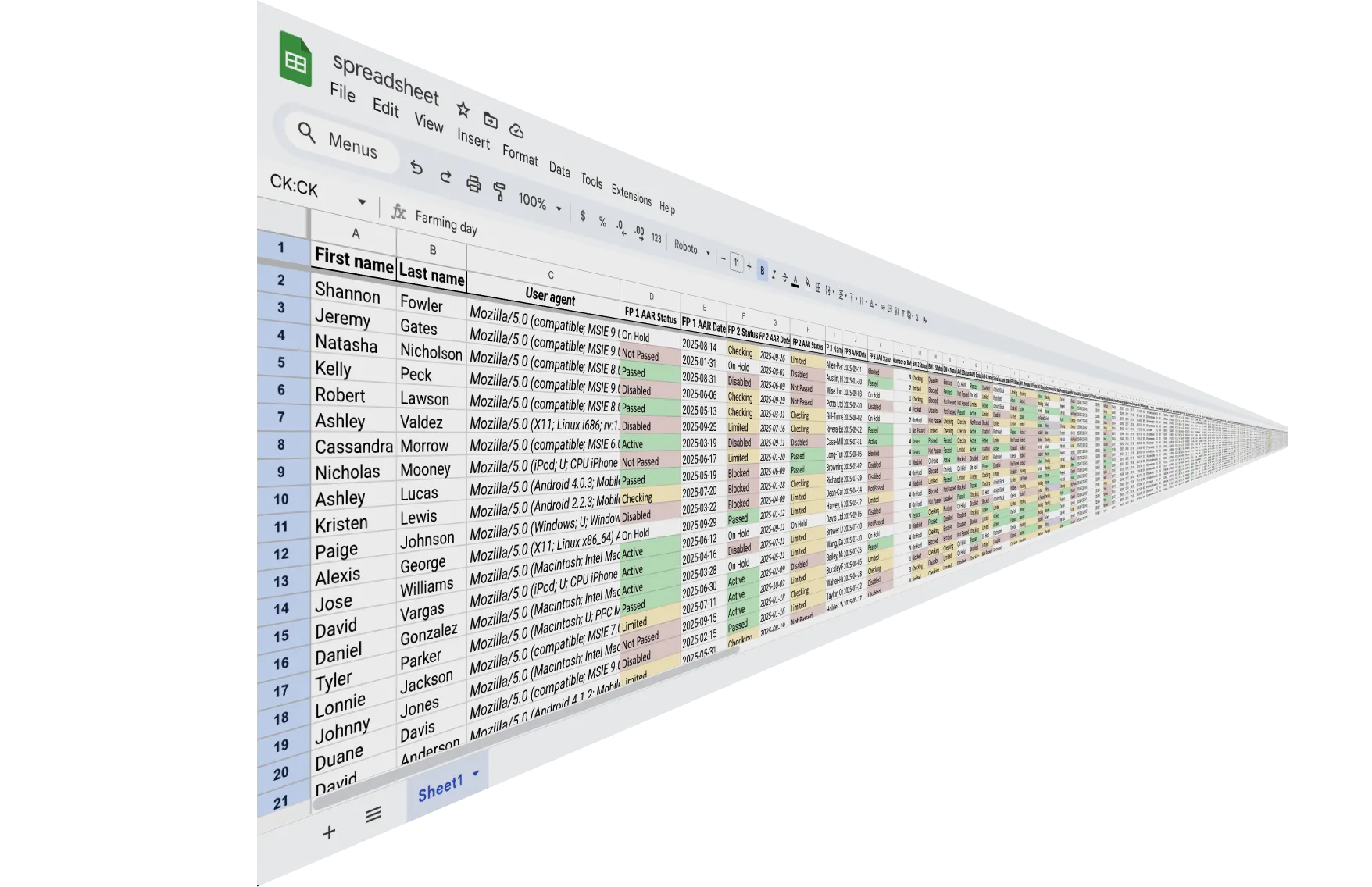 Cluttered spreadsheet chaos
